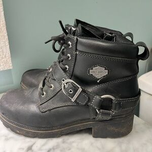 Harley-Davidson Women's Black Moto Boots with Silver Accents